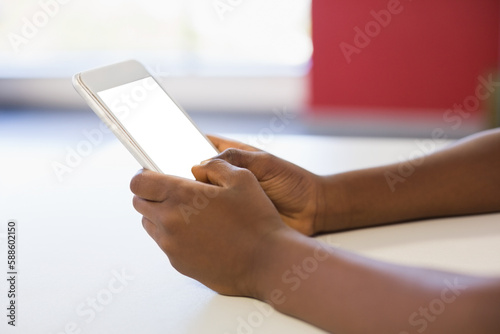 Human hand using digital tablet
