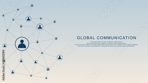 Social network connection. Global communication technology  with peoples connecting background design concept.
