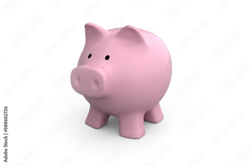 Digital image of pink piggy bank