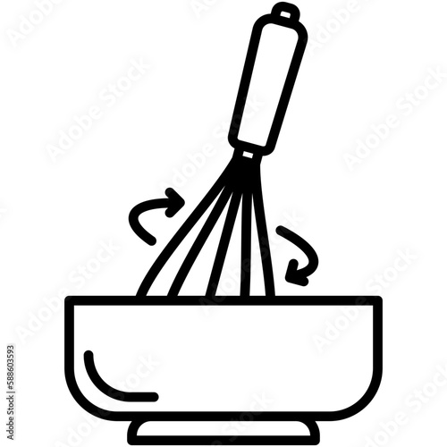 hand whisk icon, line icon style, bake mixer bowl symbol vector stock.