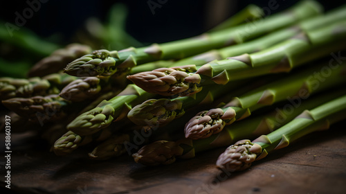Close up green asparagus on a table
