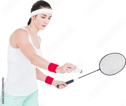 Young woman playing badminton © vectorfusionart