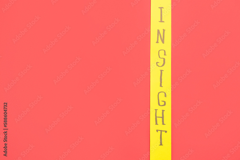 Paper with word INSIGHT on red background Paper with word INSIGHT on red background