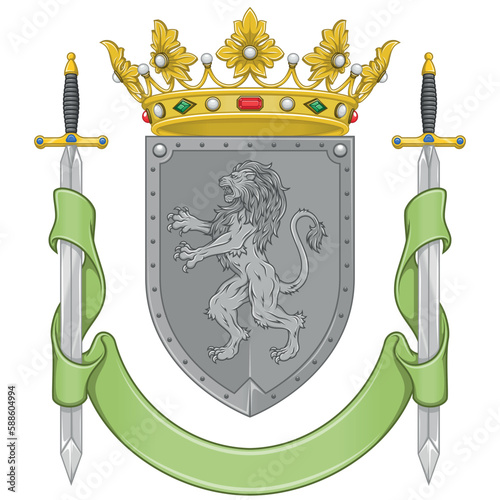 Medieval Coat of Arms with rampant lion