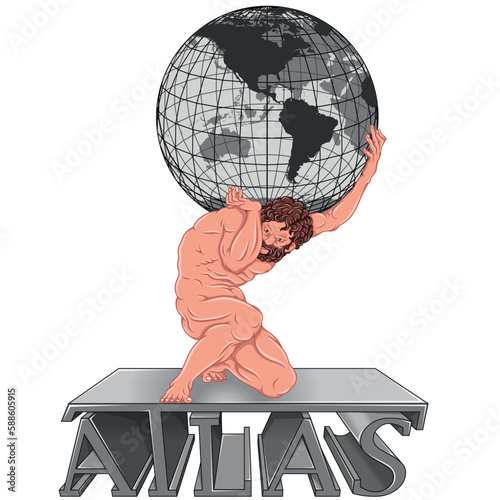 Vector of Atlas holding the earth
