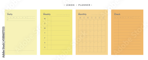 4 set Daily weekly monthly Planner. Minimalist planner template set. Vector illustration.