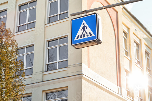 Pedestrian crossing sign in...