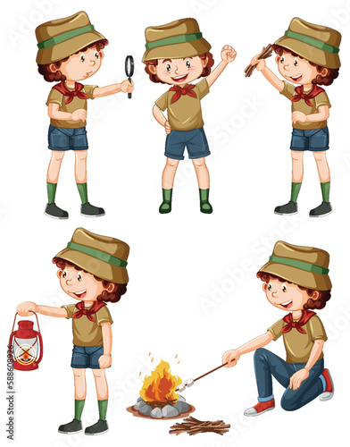 Set of Children Camping