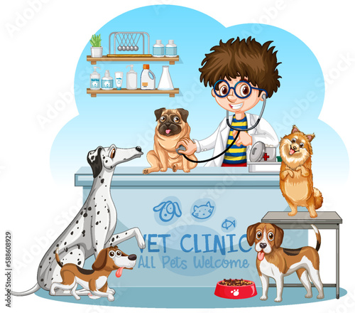 Friendly Veterinarian with Pet Animal Vector