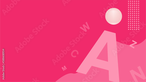 Pink English Alphabets with White Point Ball Template Artwork