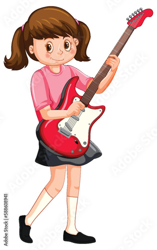 Girl playing electric guitar vector