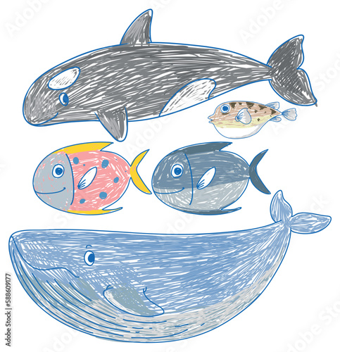 Set of marine creature