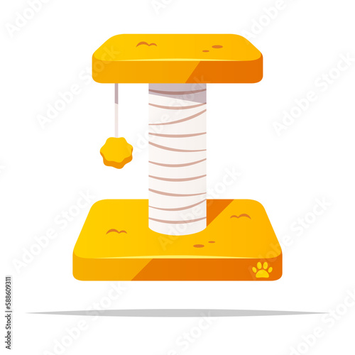 Cat scratching post vector isolated illustration