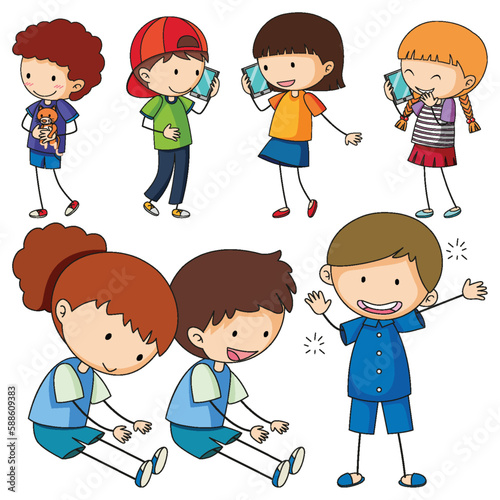 Fun Doodle Kids Doing Various Activities