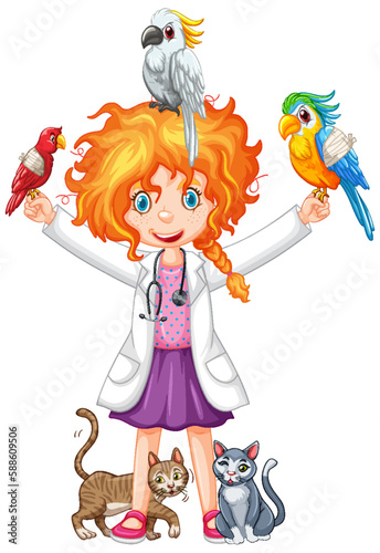 Friendly Veterinarian with Pet Animal Vector