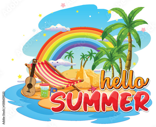 Hello summer logo template