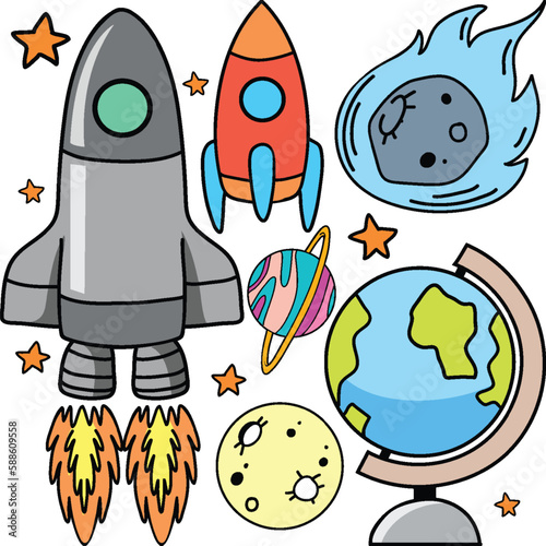 Astronomy Objects and Icons Vector Set