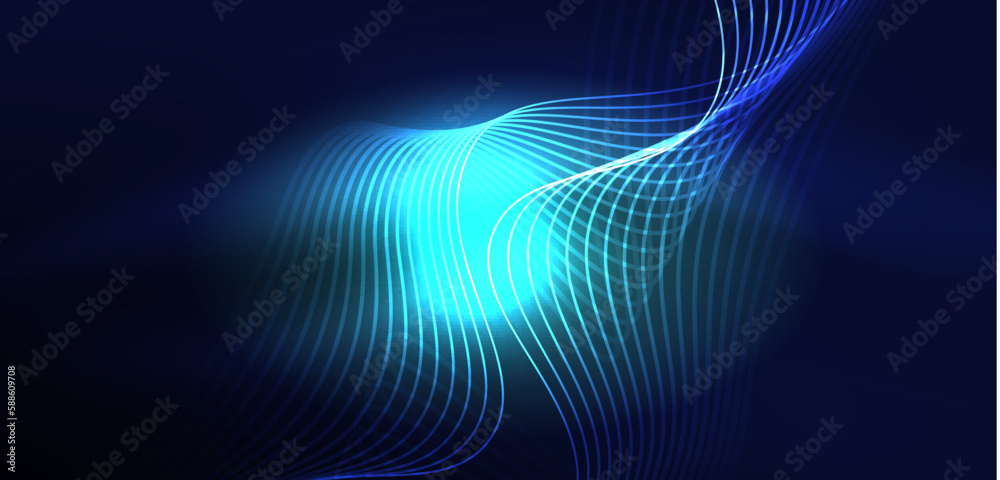 Abstract background neon wave. Hi-tech design for wallpaper, banner, background, landing page, wall art, invitation, prints, posters Abstract background neon wave. Hi-tech design for wallpaper, banner, background, landing page, wall art, invitation, prints, posters