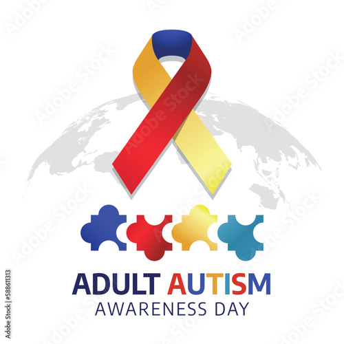 adult autism awareness day. autism awareness day. adult autism vector greeting illustration for event. flat illustratiion ribbon. 