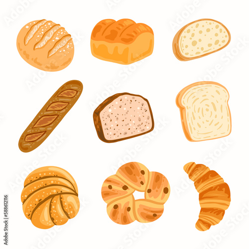 vector illustration of bread types