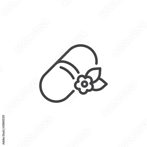 Herbal pills line icon
