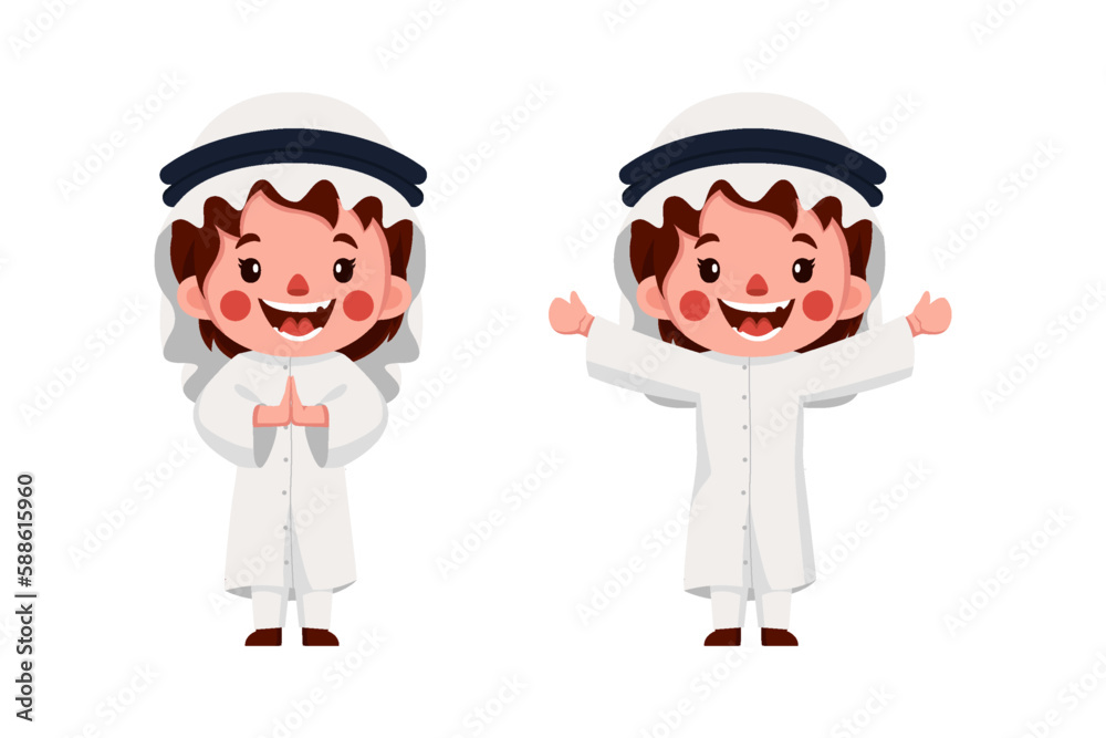 cartoon design of arabian man in white clothes and turban. suitable for children's books and stickers cartoon design of arabian man in white clothes and turban. suitable for children's books and stickers