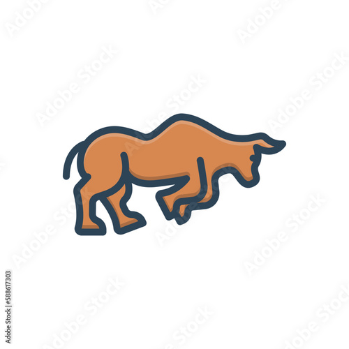 Color illustration icon for bull 