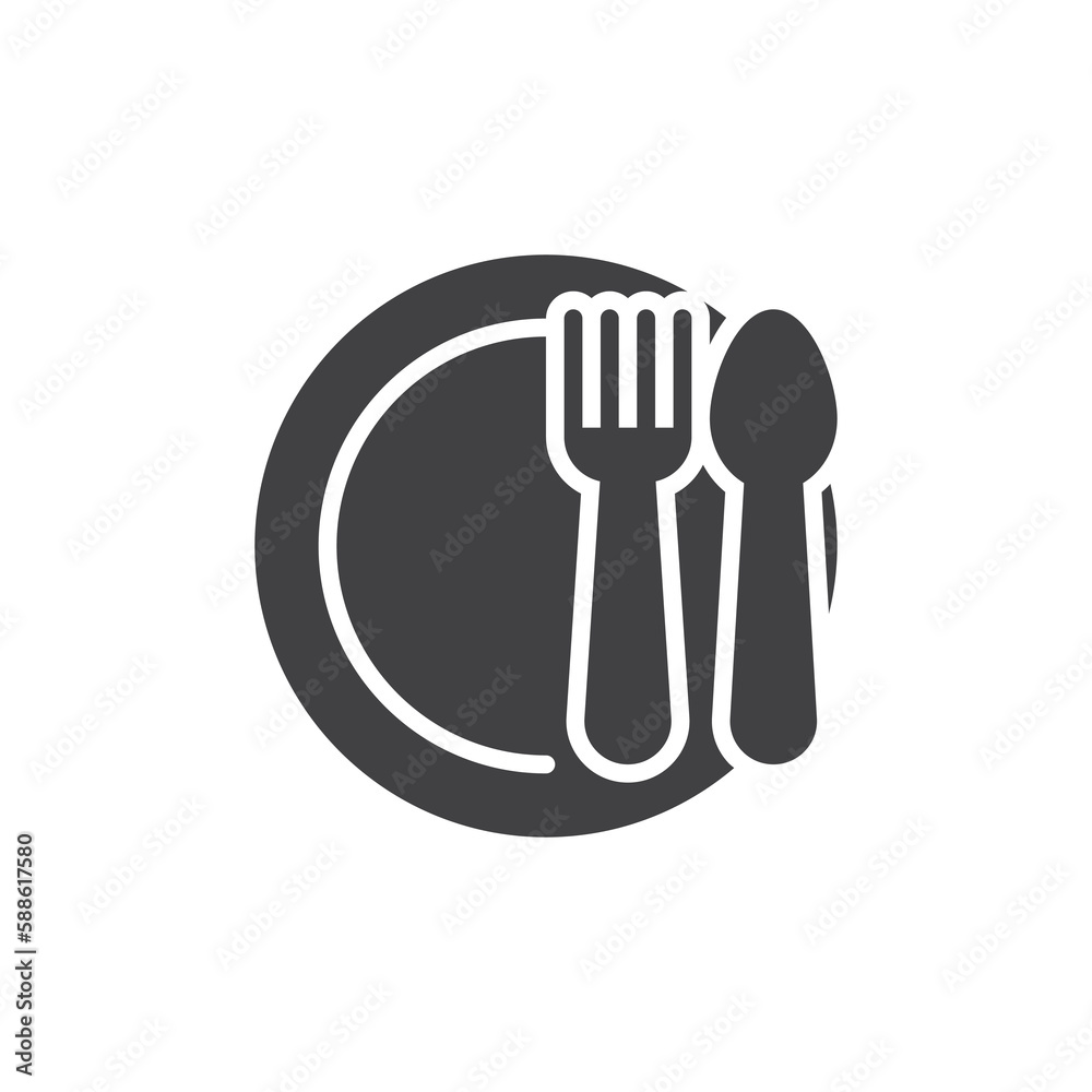 Plate spoon fork vector icon Plate spoon fork vector icon
