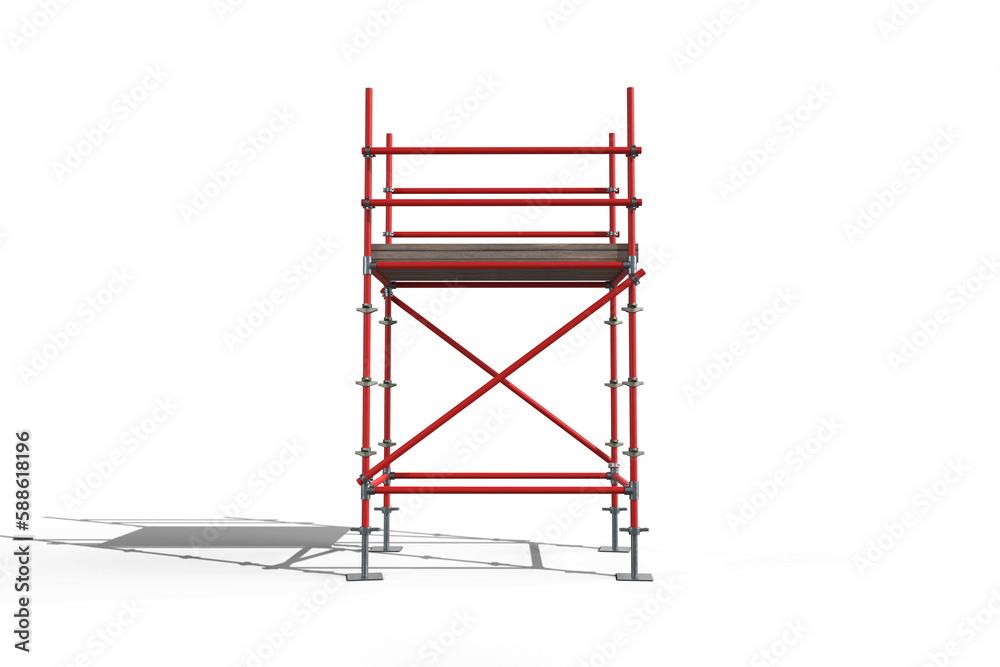Three dimension image of red scaffold frame Three dimension image of red scaffold frame