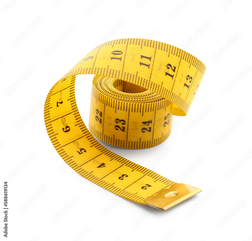 New measuring tape isolated on white background New measuring tape isolated on white background