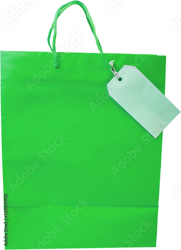 Green shopping bag with price tag