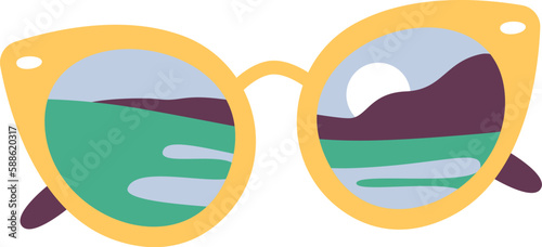 Sunglasses With Beach Landscape