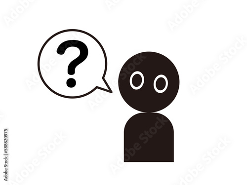 疑問で首を傾げる人_はてな？_シンプルでポップなピクトグラム_アイコン_シルエット