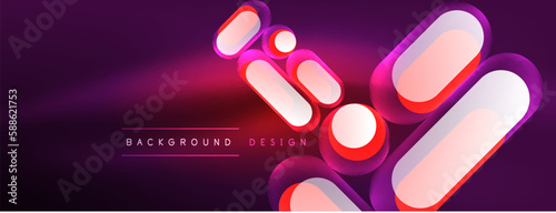 Neon circle abstract background. Template for wallpaper, banner, presentation, background
