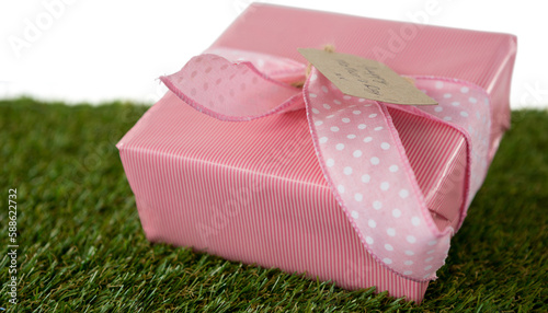 Gift box with happy mothers day tag