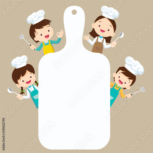 Cute little chef cooking meal menu 37