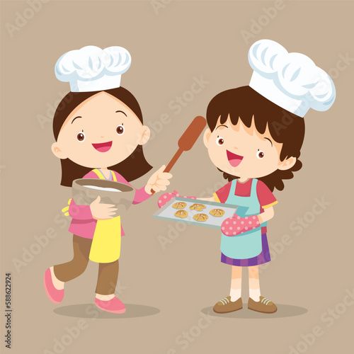 cute little chef kids bake cookies 1