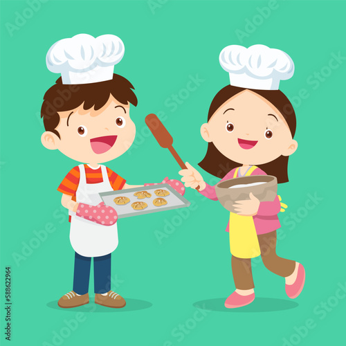 cute little chef kids bake cookies 7