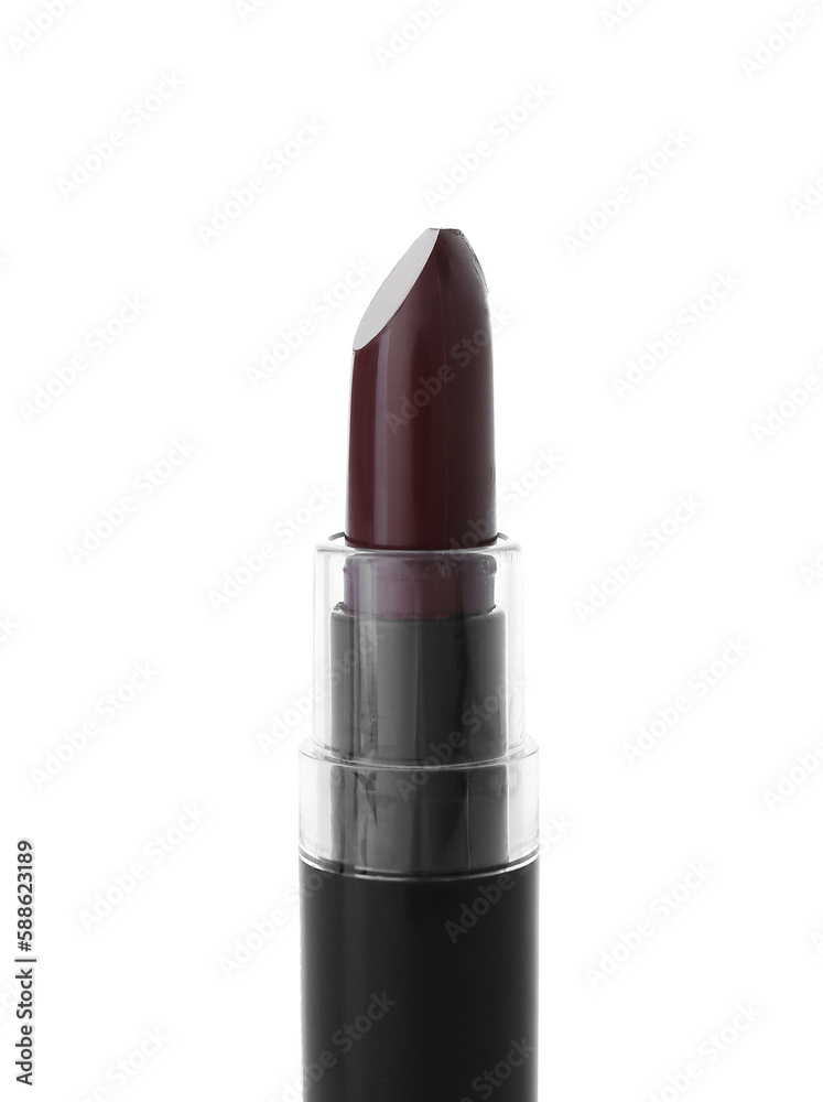 Dark red lipstick on white background, closeup Dark red lipstick on white background, closeup