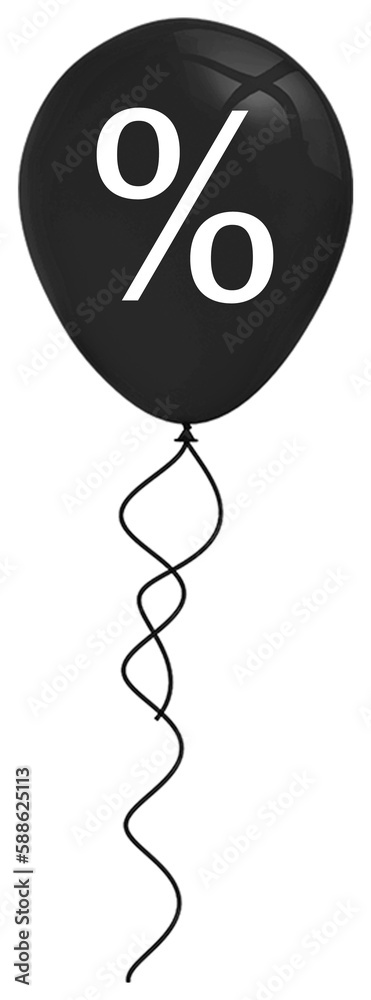 Fototapeta premium Black balloon with percentage symbol