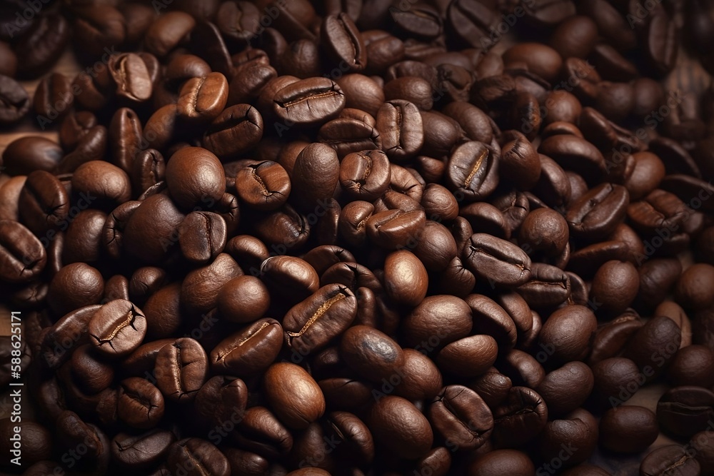Fototapeta premium Close up Coffee Beans as Background with Copy Space