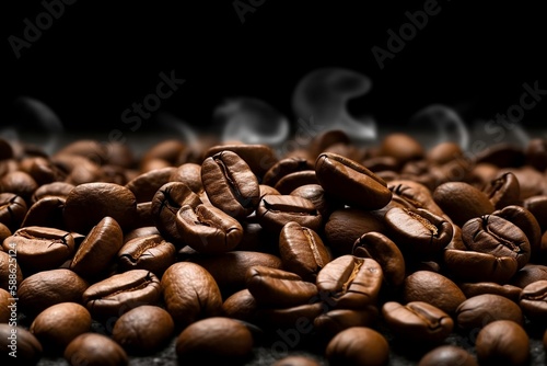 Close up Coffee Beans as Background with Copy Space