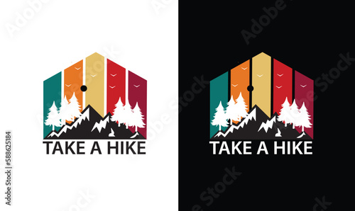 Hiking t shirt design vector