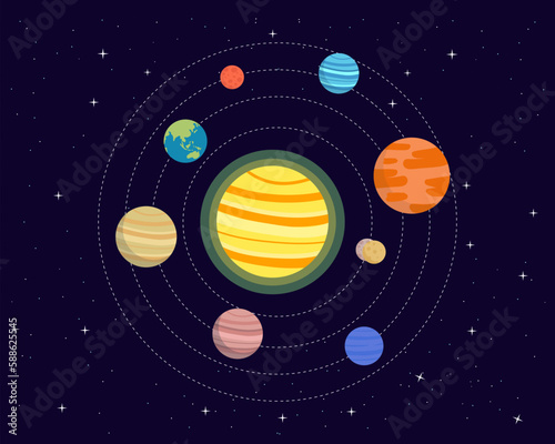 Fototapeta Naklejka Na Ścianę i Meble -  Planets of the solar system on dark background