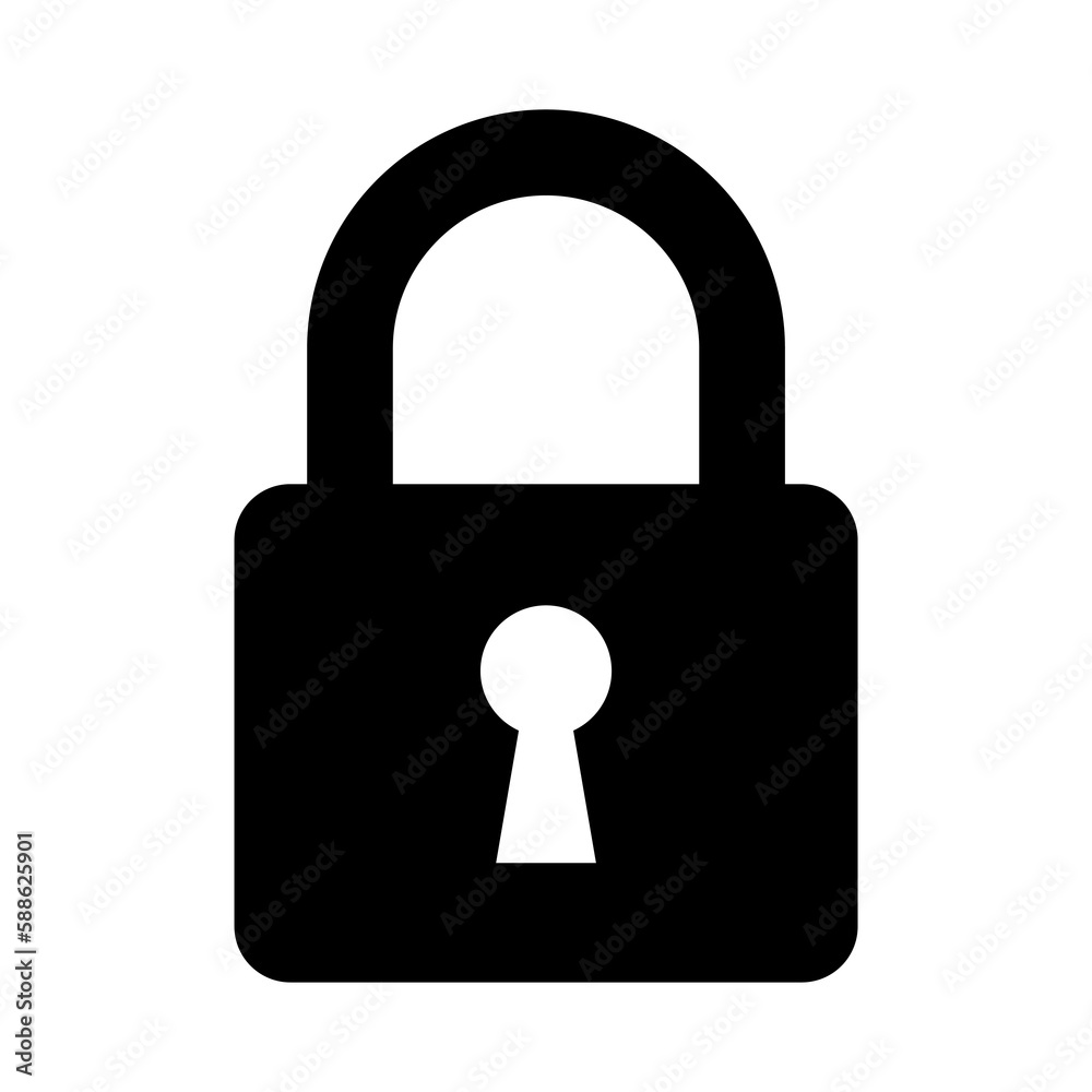Black lock icon transparent background. cyber security lock symbol. Black lock icon transparent background. cyber security lock symbol.