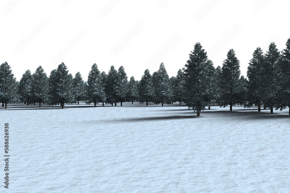 Fototapeta premium Digitally generated image of forest on snowy field