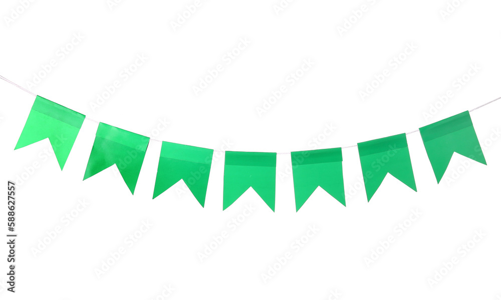 Green flags for Festa Junina on white background Green flags for Festa Junina on white background