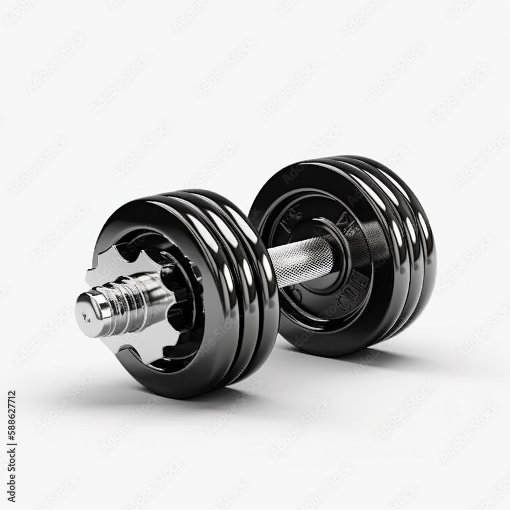 Gym dumbbell on the white background, created with generative AI