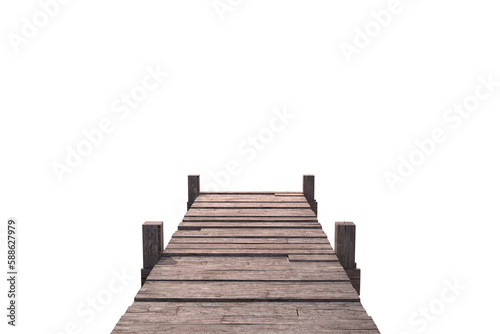 Wooden jetty on white background