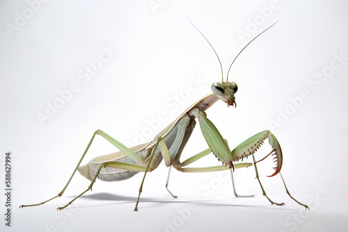 Praying mantis, Praying mantis on white background, Generative AI